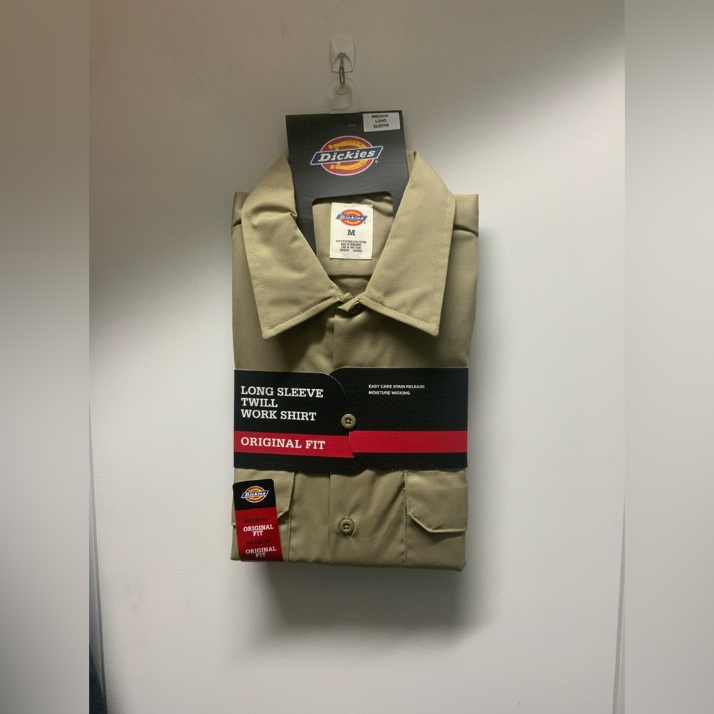 Brand New Medium Size Desert Sand Color Long Sleeve Twill Work Shirt By Dickies
